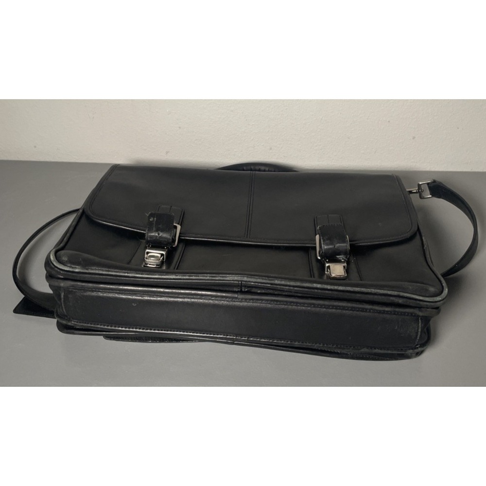 Vintage COACH F06455 Thompson Black Leather Briefcase Laptop Messenger Bag - Picture 5 of 16